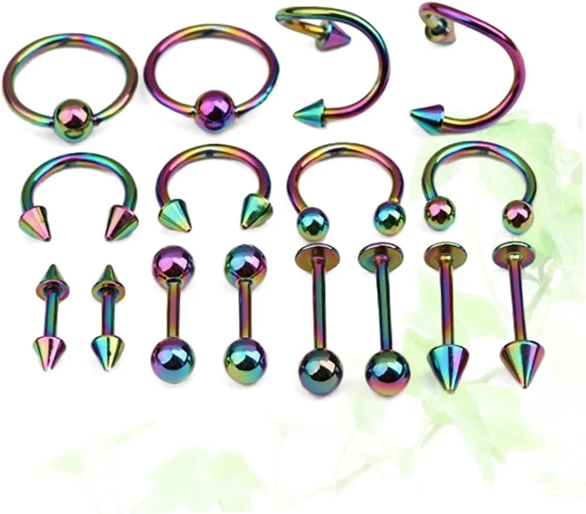 VALICLUD 32 Pcs Navel Barbell Cartilage Earring Nose Piercing Jewellery Black Earrings Jewelry Belly Ring Fish
