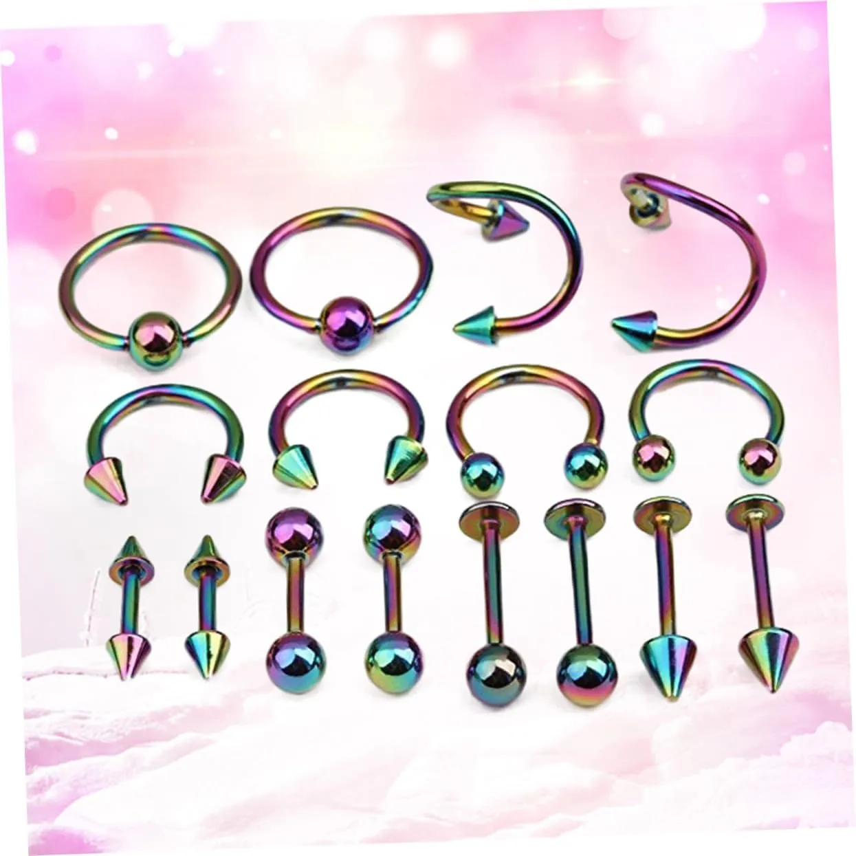 VALICLUD 32 Pcs Navel Barbell Cartilage Earring Nose Piercing Jewellery Black Earrings Jewelry Belly Ring Fish