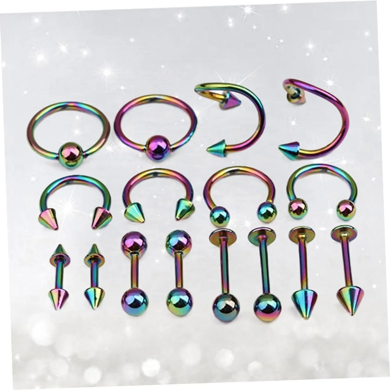 VALICLUD 32 Pcs Navel Barbell Cartilage Earring Nose Piercing Jewellery Black Earrings Jewelry Belly Ring Fish