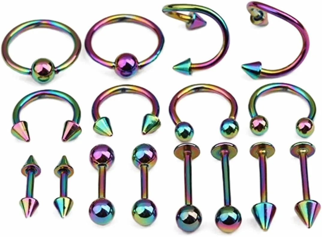 VALICLUD 32 Pcs Navel Barbell Cartilage Earring Nose Piercing Jewellery Black Earrings Jewelry Belly Ring Fish