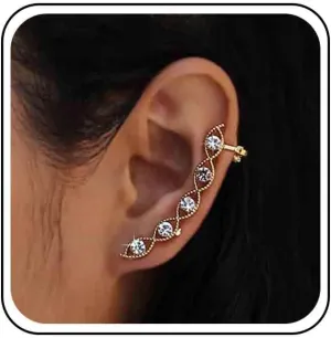 Vintage Crystal Ear Cuff Earrings Full Rhinestone Cartilage Earrings Hollow Rhinestone Evil Eye Ear Climber Earrings Cz Wrap Around Earrings Jfor Women