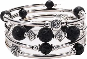White Bracelet, Mens Bracelet Stainless Steel Beads Cubic-Zirconia Natural Stone Winding Multi-Layer for Prom Boyfriend Bracelets