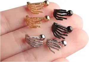 Wixine 3Pcs Gothic Punk Stainless Steel Skull Hand Barbell Ear Cartilage Helix Stud Bar Earring Piercing