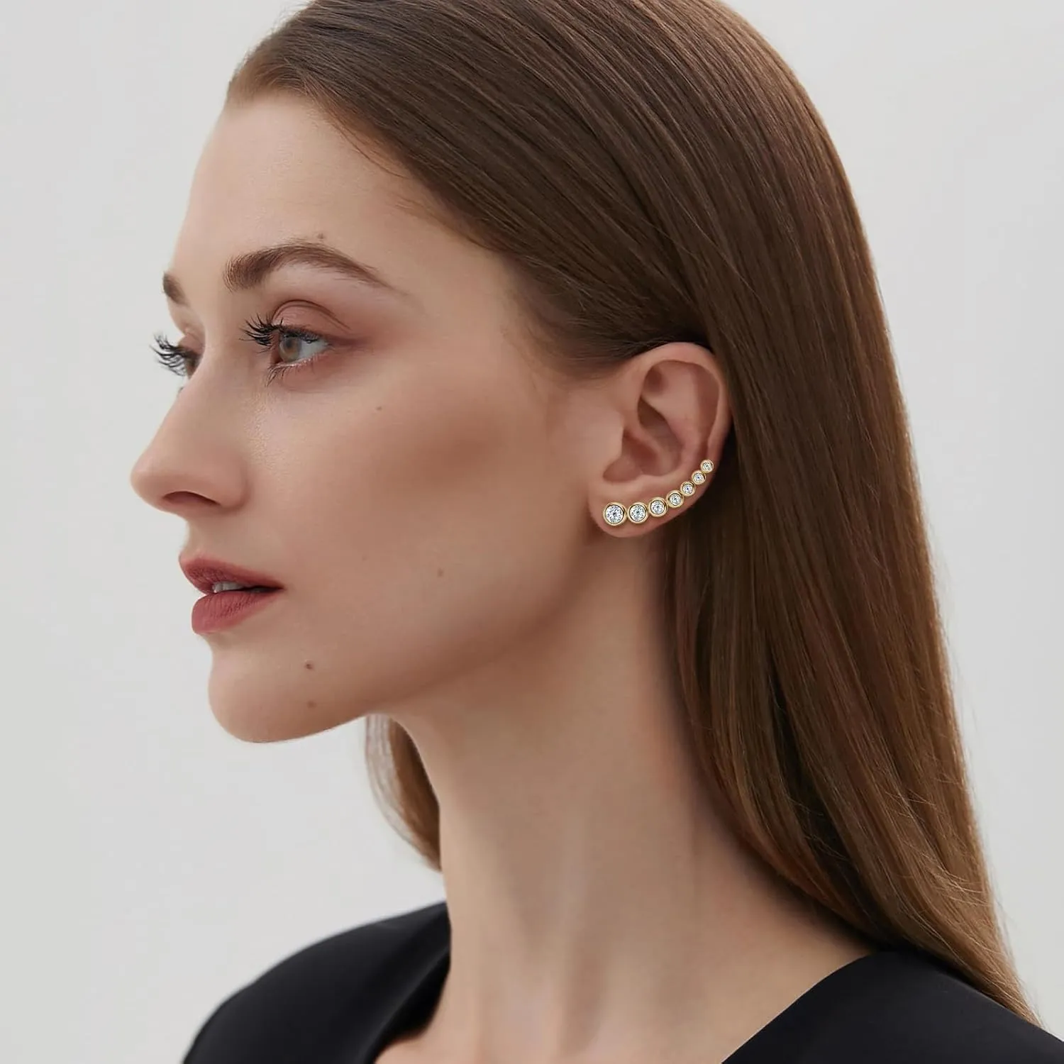WOAINI Climber Earrings in 925 Sterling Silver with Moissanite Stones, Moissanite Ear Crawler Earrings for Women, Dainty Jewelry Diamond-Alternative Gifts