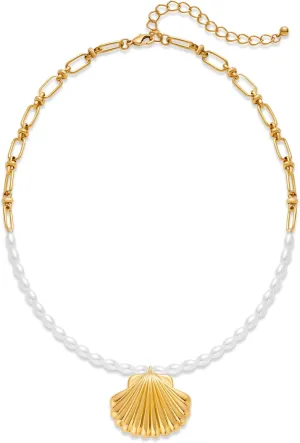 WOWORAMA Gold Necklace for Women Boho Spiral Conch Shell Necklace Starfish Necklace Vintage Ocean Sea Shell Choker Pendant Necklace Adjustable Summer Beach Jewelry