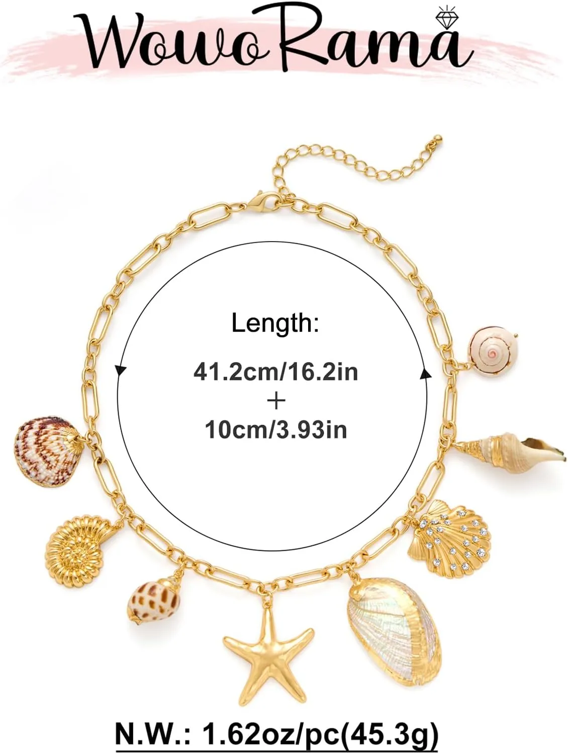 WOWORAMA Gold Sea Shell Necklace for Women Shell Starfish Pearl Charm Necklace Trendy Ocean Sea Pendant Choker Necklace Boho Summer Beach Necklace Jewelry