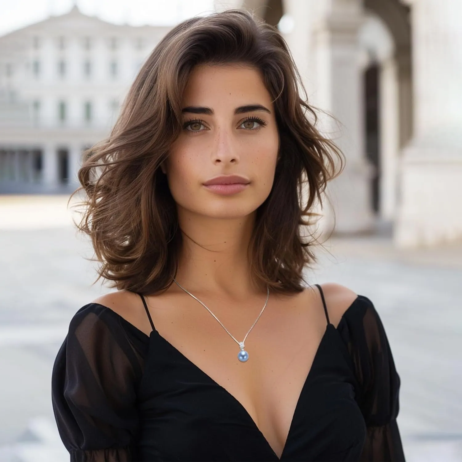 YAMI Pearl Necklace,11-12mm Round Tahitian/Akoya/Edison Cultured Pearl, 925 Sterling Silver Adjustable Chain (18-20IN), 5A Cubic Zirconia, Elegant Luxury Jewelry Gift for Women, Blue/Black/Purple
