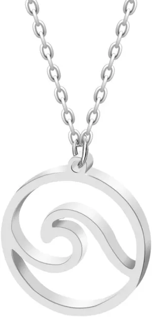 YOOE Stainless Steel Ocean Necklace. Hawaii Surfing Sea Ocean Necklace, for Surfer Beachy Circle Pendant Necklaces (Silver)
