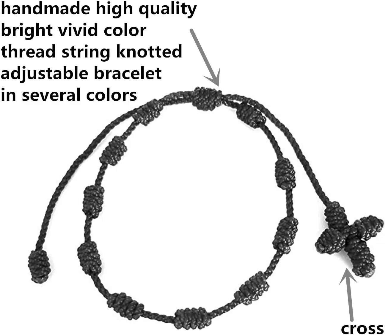 YouU Set of 5 Handmade Rosary Cross Bracelets, Pulseras Decenarios