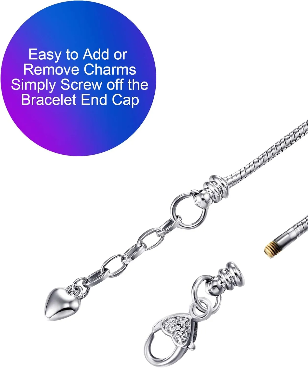 Zhanmai Unicorn Sparkly Crystal Charm Bracelet Bangle with Gift Box Set for Hers Lady